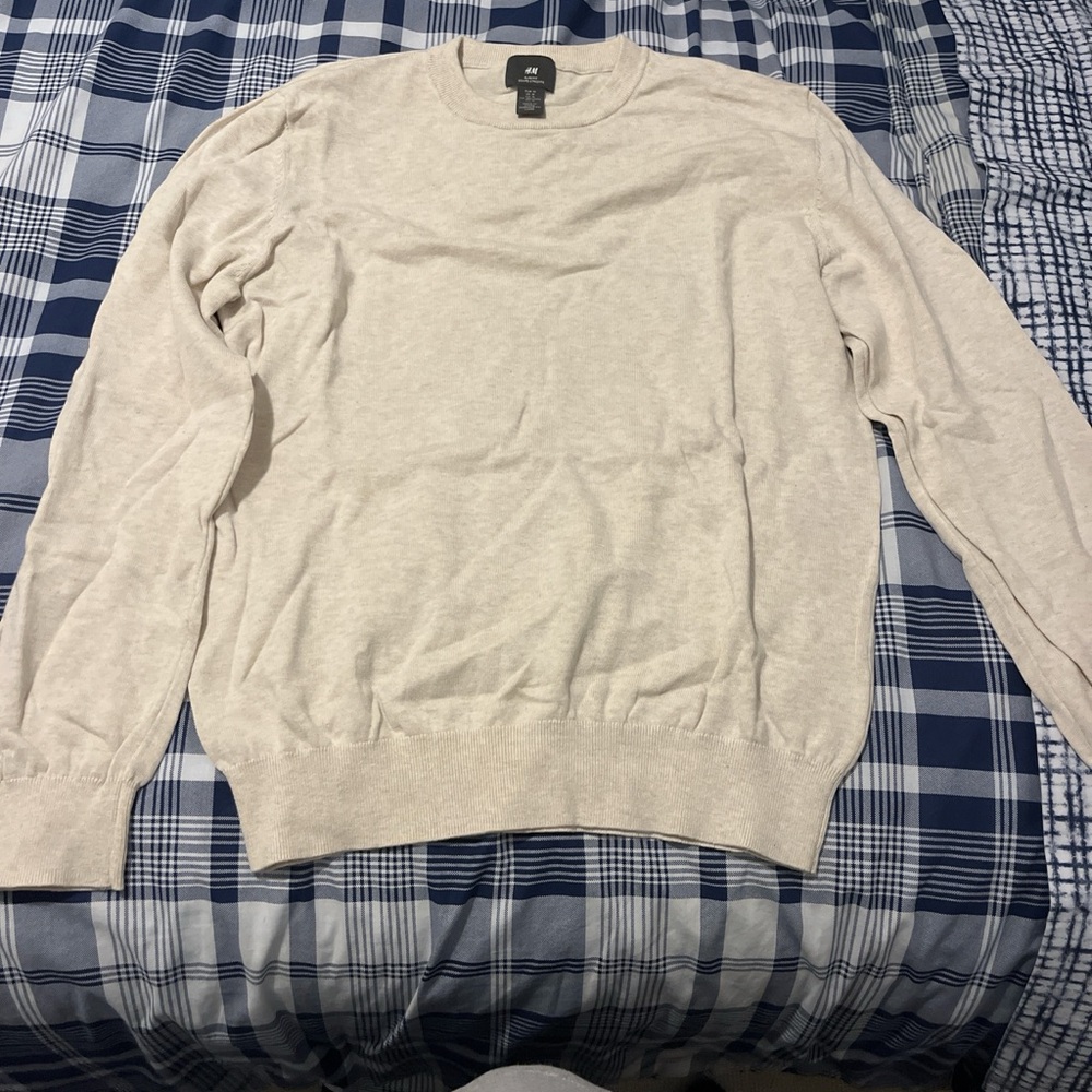 H&M Men's Crewneck Sweater in Light Cream
